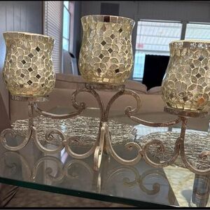 Elegant Mosaic Candle Holder Trio